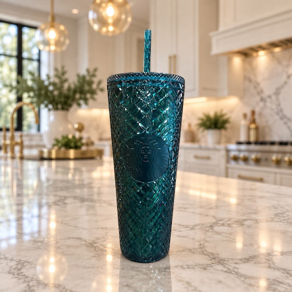 Starbucks Emerald Green Jeweled Tumbler 24 oz Holiday 2021 NWT